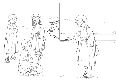 Acts 14 8 Paul And Barnabas Are Worshipped   Crippled Man At Lystra Coloring Page